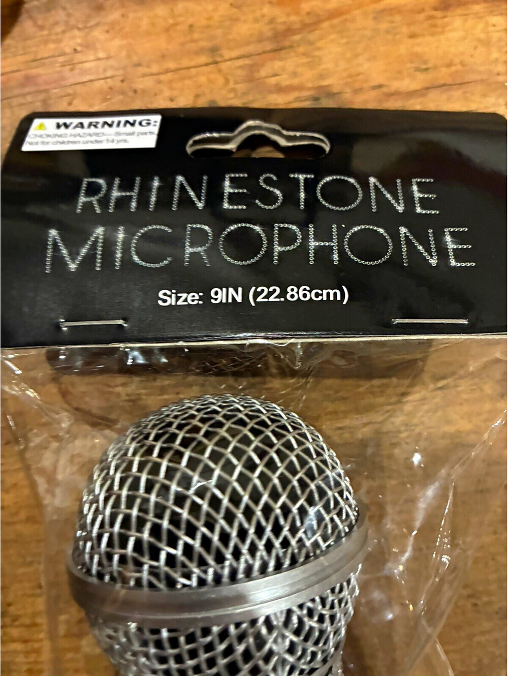 Rhinestone Costume Microphone Prop - Silver Bedazzled Faux Mic (9 Inch Brand New